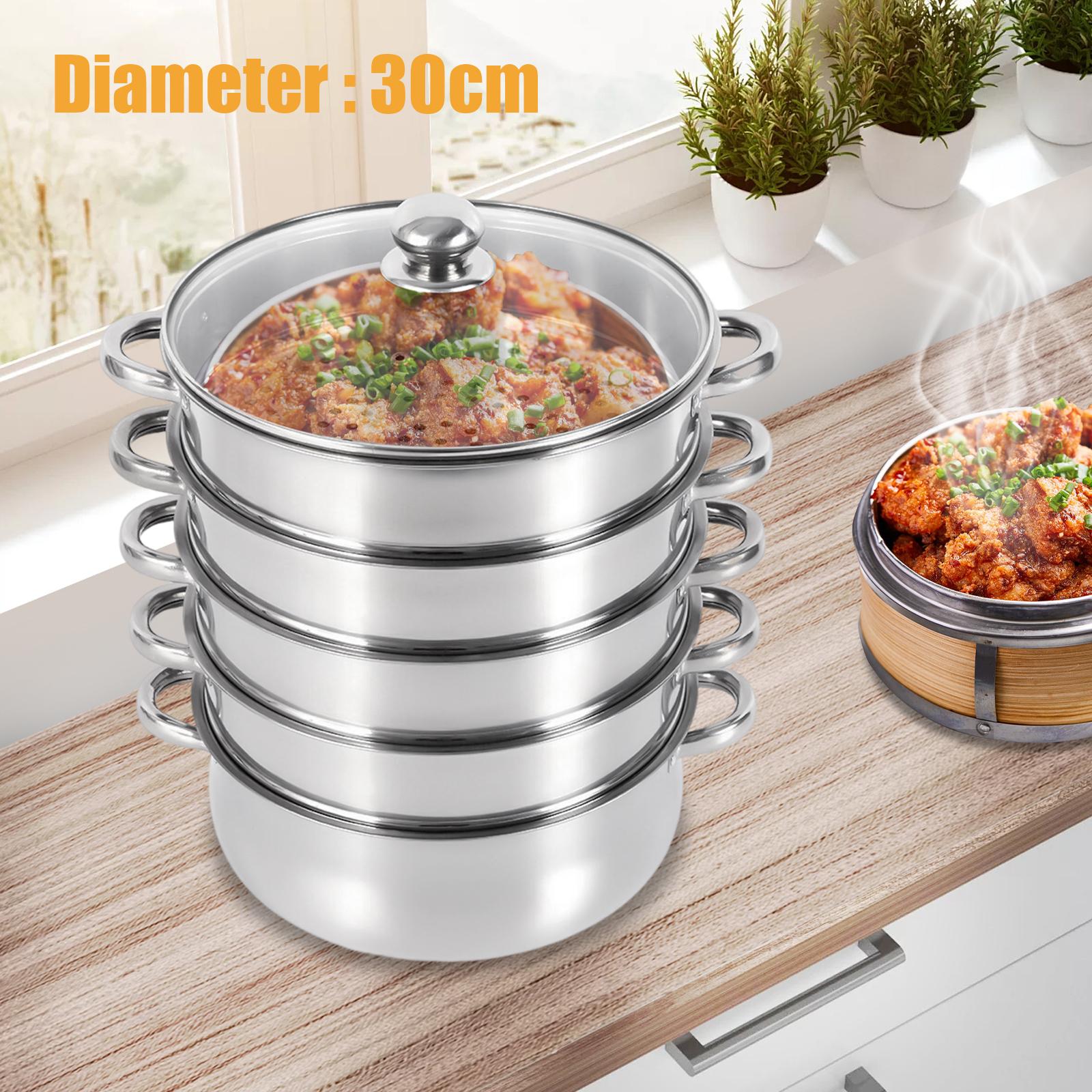 

Bymaocar 5-layer 30cm/11.81in Steam Cooker Steamer Home Commercial Stainless Steel Steamer Cookware Fast Heating Delicious Maker серебряный