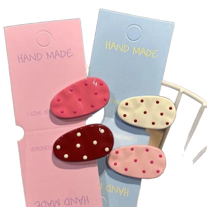 Korean Japanese Style Polka Dot Water Drop Hair Bang Clips, Cute Versatile Ins Sweet Hair Accessories Women Daily Headwear