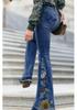 Jean en denim évasé taille moyenne pour femmes style européen et américain automne 2025