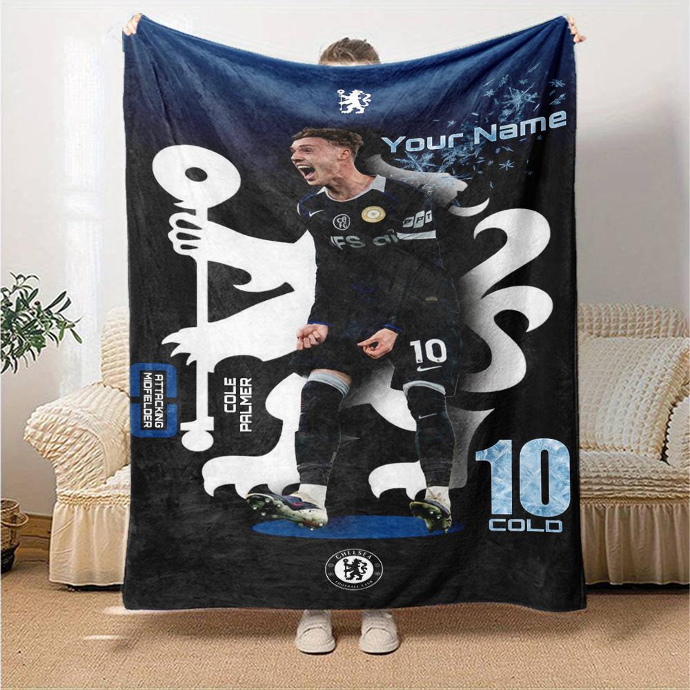 Chelsea Fc Football Player Personalized Text Blanket Gift Personalized Blanket Ultra-Soft Suitable for Bed Chair Living Room Bedding All-Season Use