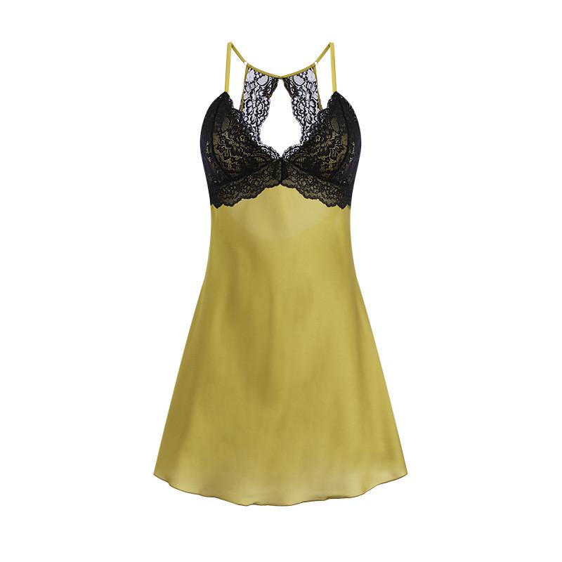 Lace Satin Sleepwear Set With V Neck And Sleeveless Design For Women