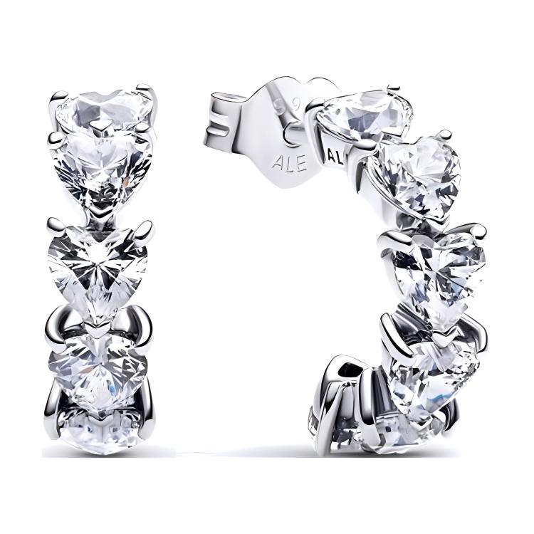 Pandora Heart Shaped Open Design 925 Silver Earrings Women earrings 293657C01 Box