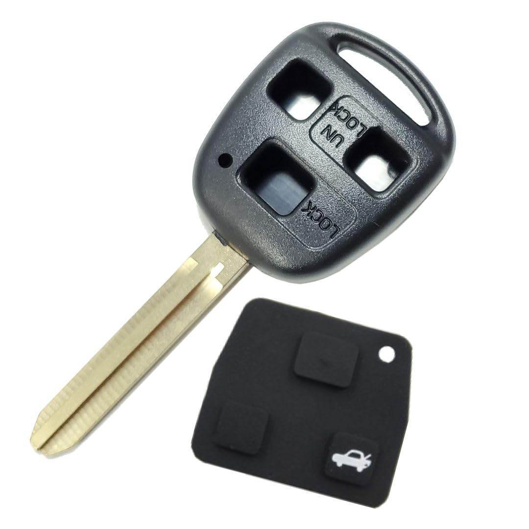 Toyota Compatible Blank Key 3 Button Rubber Keyless Duplicate Key