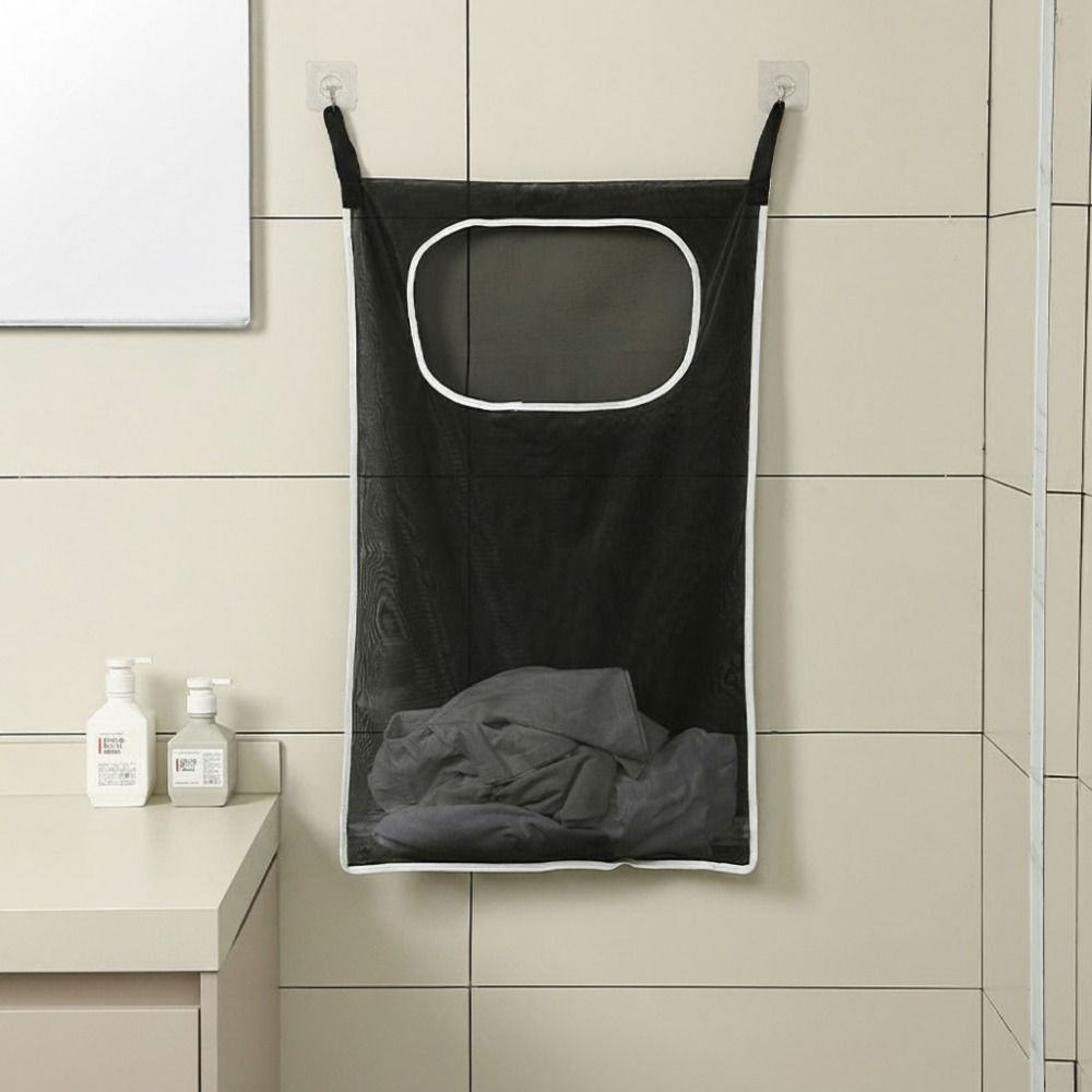 Fabric Hanging Storage Bag Hanging Laundry Holder Practical Clothing Organizer Bag  Bathroom Use