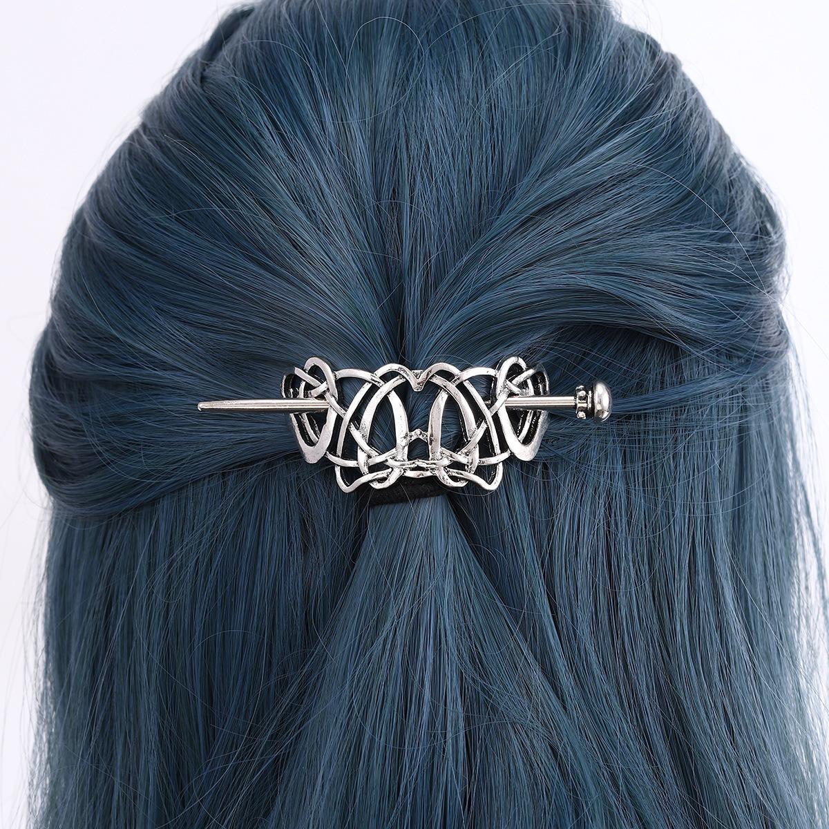 

1pc Vintage Silver Celtic Knot Hairpin Niche Punk Style Metal Hairpin Gothic Style Personalized Design Exquisite Headwear