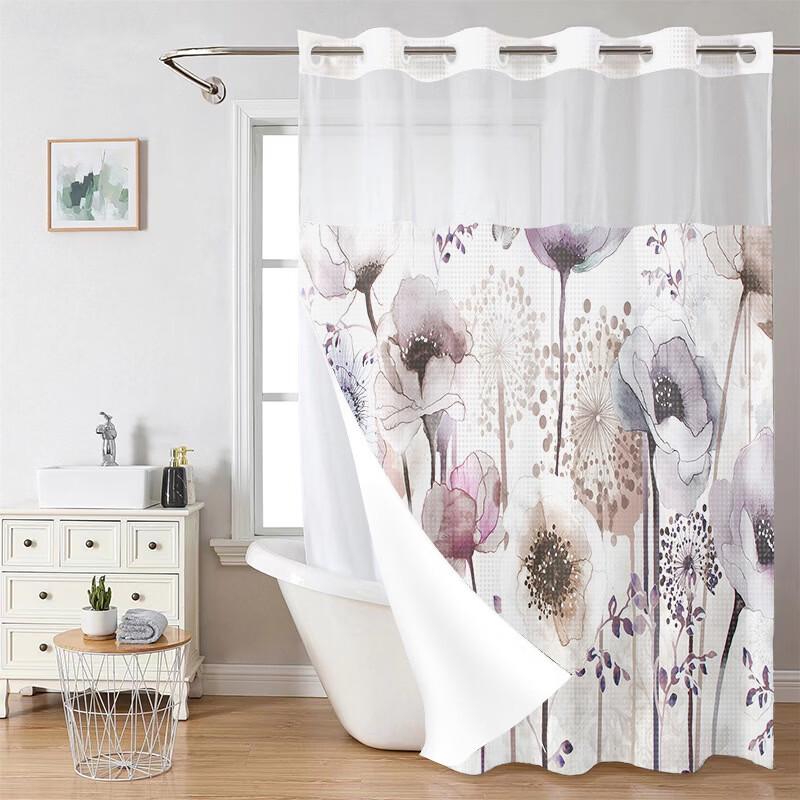 Botanical Floral Double-Layer Polyester Shower Curtain
