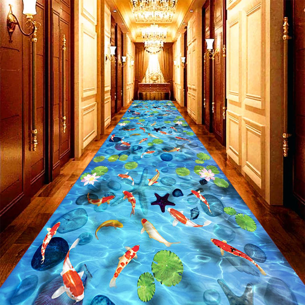 

3D ковер, дверь, прихожая, проход, длинный вход, гостиная, домашний поток, ковер с карпом, офисные коврики, коммерческие гостиничные ковры, ковер W100*H300CM