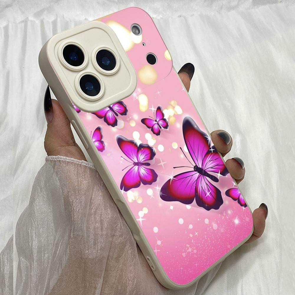 M295 Butterfly Cute Pink art Angel Eyes Soft Phone Cases for iPhone Samsung Galaxy Xiaomi Rdemi Huawei Honor Infinix Realme OPPO vivo All Model Case