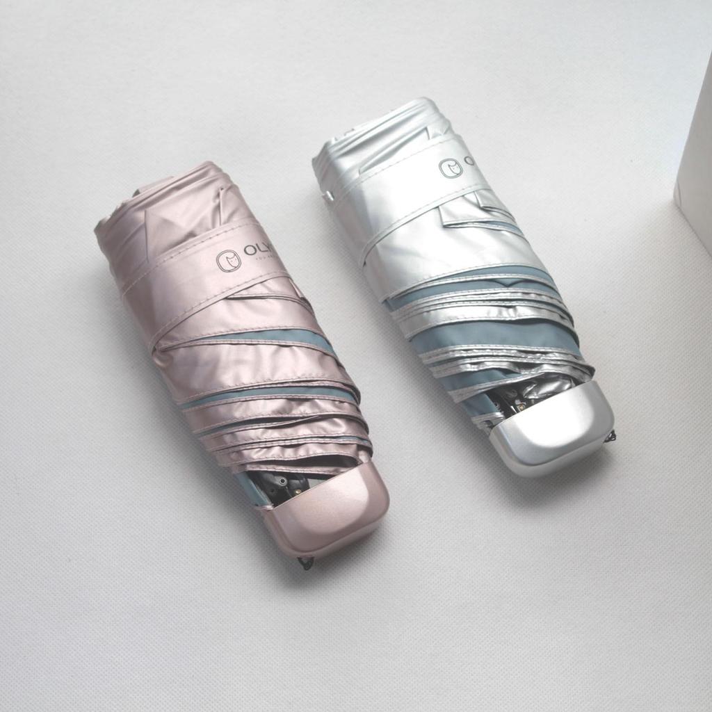 OLYCAT Titanium Silver Compact Anti-UV Sun Umbrella, Small Folding Design for Women