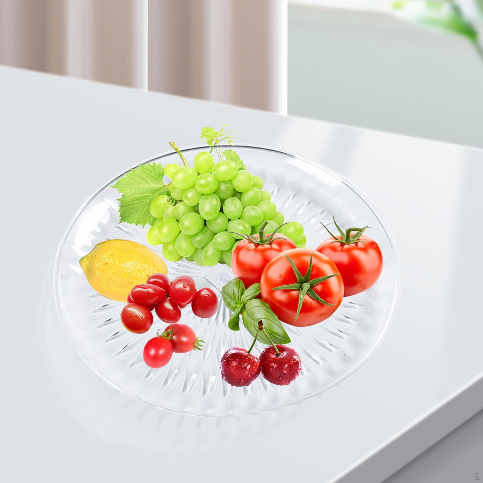 Acrylic Fruit Tray Round Serving Tray, Multi Functional Clear Platter, Dessert 25cm