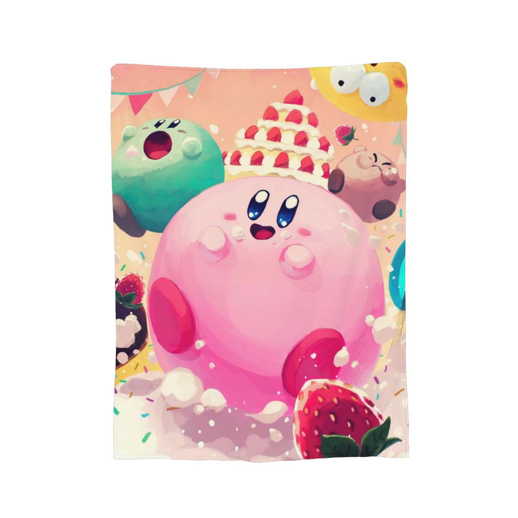 Cartoon K-Kirbys Blankets Coral Fleece Plush Print  Breathable Warm Throw Blankets for Bed Office Bedspreads