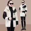 Women's Hooded Long Sleeve Loose Fit Casual Open Front Fleece Jacket Outerwear Coat