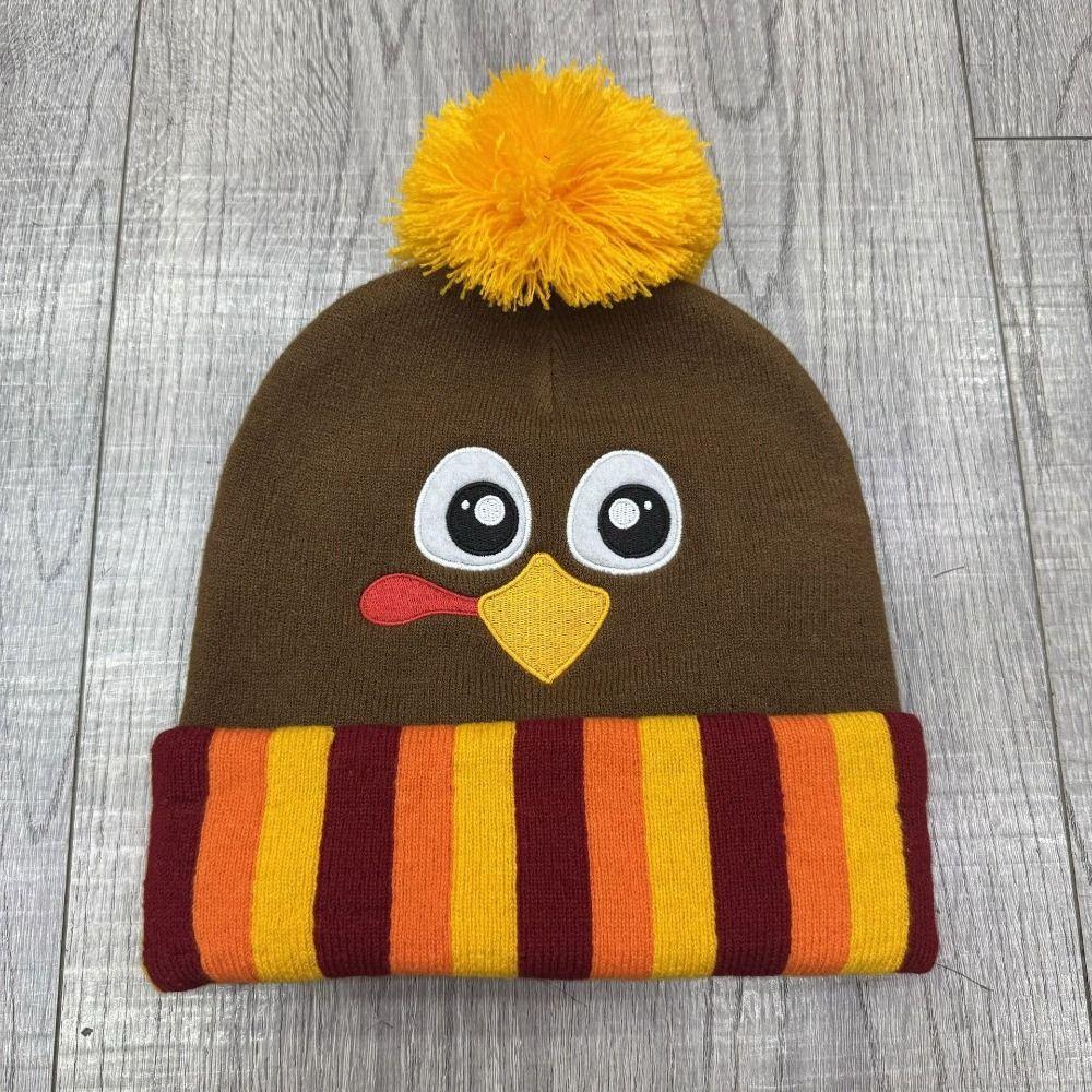 Acrylic Knitted Beanie Hat Warm Embroidered Beanies Funny Funny Turkey Hat Themed Party