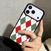 Capa Case for iPhone 17 Air 16 Pro Max 15 Plus 11 13 Mini 14 12 Back Phone Cover Red And Green Argyle Pattern