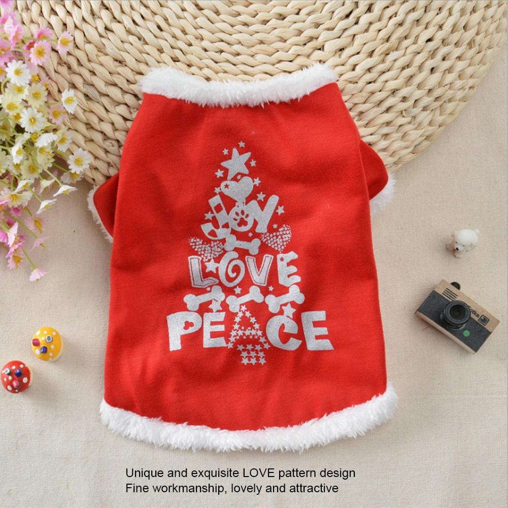 Red Plush LOVE Pattern Costume Pet Christmas Dress Holiday Party Clothing Clothes for Dogs Cats
