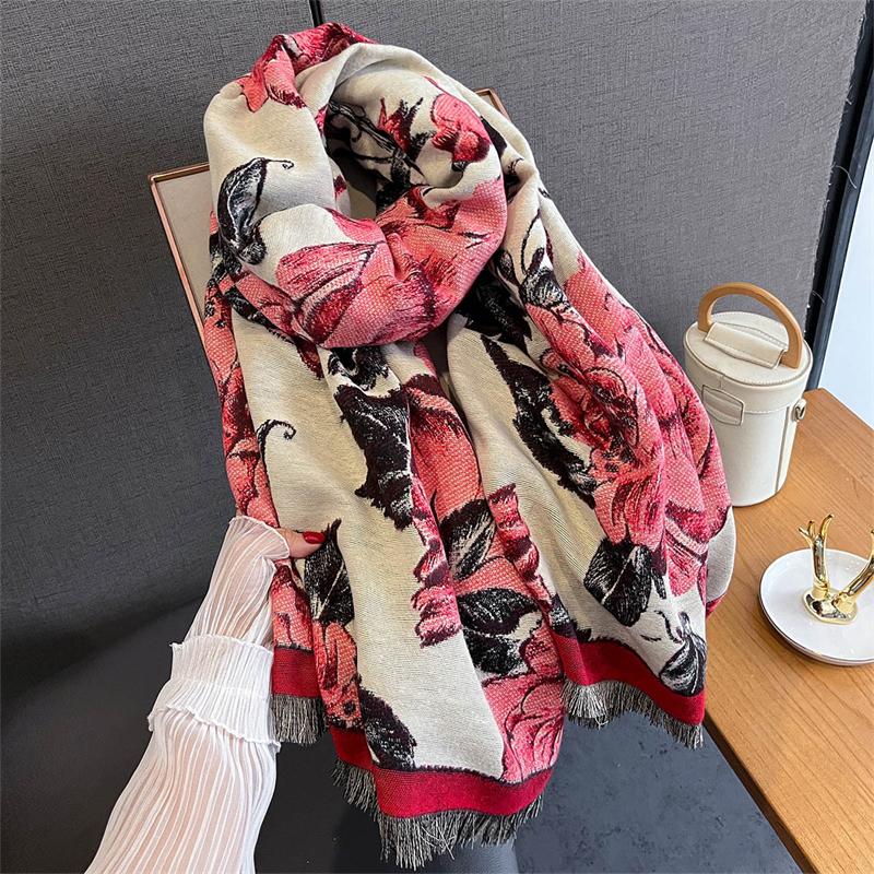 Luxury Winter Thick Warm Scarf for Women Cashmere Shawl Wraps Pashmina Long Tassel Blanket Bufanda Female Echarpe Stole