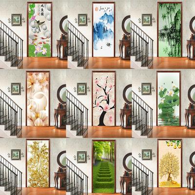 Landschap Deur Koelkast Decoratie Stickers Zonsondergang Eenvoudige Abstracte Lijnen Bamboe Behang Voor Woonkamer Home Decor Slaapkamer Art Decals