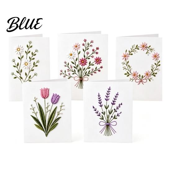 Beginner Embroidery Pattern Set Christmas Hand Card DIY Kit, Holiday Greeting Seasonal Paper Craft Project with Threads And Beads, Gift for Adults Kit