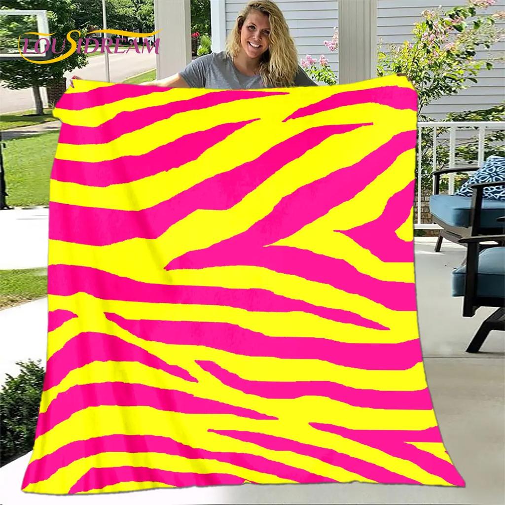 3D Colorful Zebra Pattern Blanket,Flannel Blanket Throw Blanket,Child Warm Blanket for Home Living Room Bedroom Beds Sofa Picnic