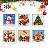 Handmade Christmas Present DIY Needlepoint Kit, Holiday Cross Stitch Santa Snowman Elk Patterns, Stocking Embroidery Beginners Needlework Craft
