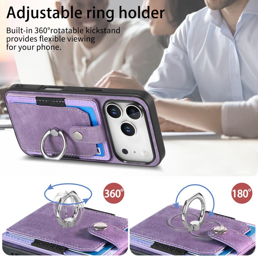 Magnetic Ring Holder Cards Solt Wallet Protective Leather Case for IPhone 17 Pro Max 16 Plus 15 14 13 12 11 Air 16E Phone Cover