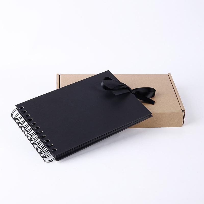 Bow Ribbon A5 Scrapbook DIY Spiral Album Hot Cross Border with Black Cardboard Inserts