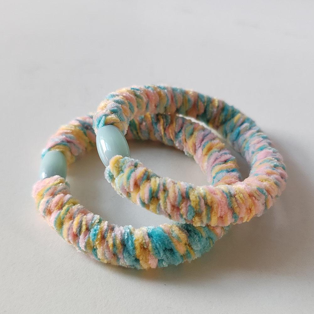 

2 шт. Плюшевые резинки для волос с цветными блоками, высокой эластичности, для женщин, толстые резиновые петли для волос, скранчи, держатели для хвостиков
