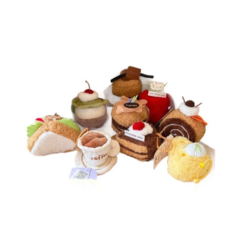 Sandwich Sweet Dessert Coffee Plush Toy Cake Shaped Soft Stuffed Keychain For Kids And Adults