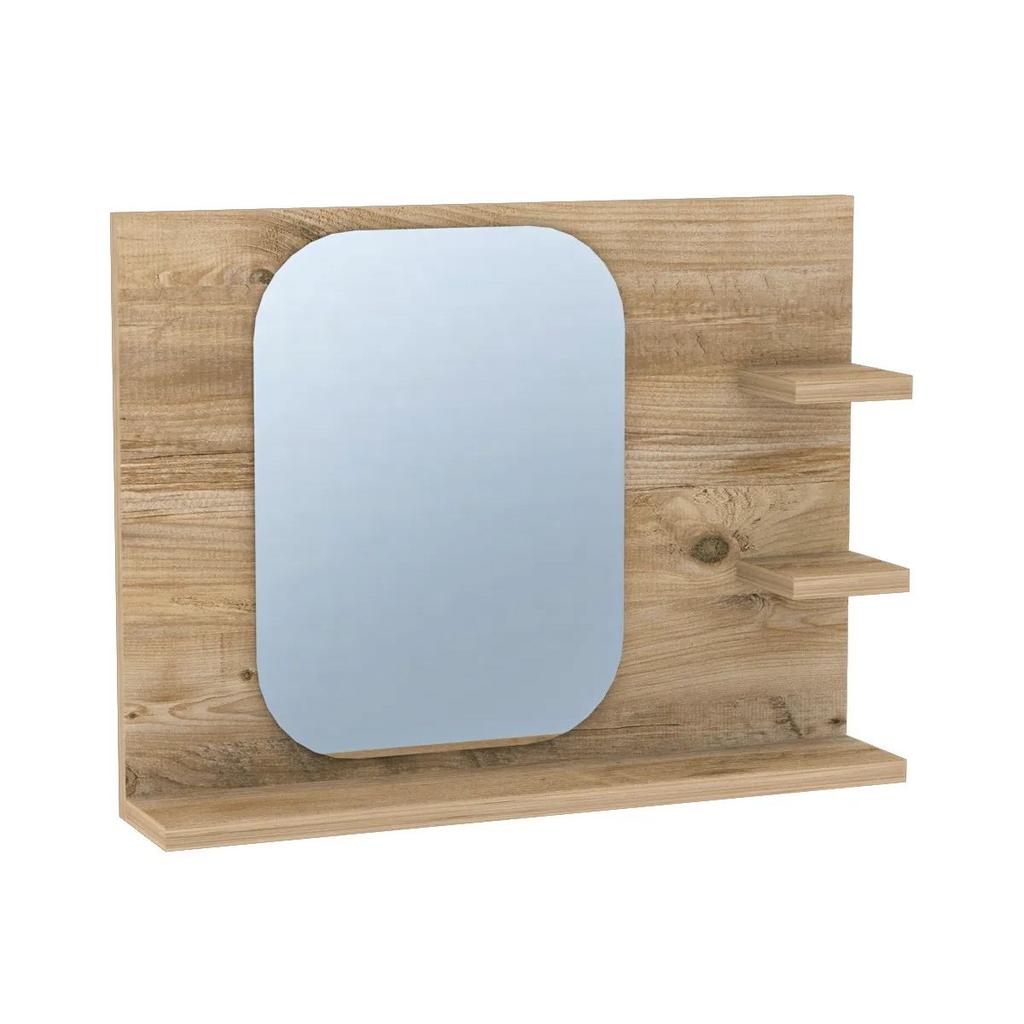 Decorative Mirrored Bathroom Shelf Corridor Living Room Wall WC Mirror Accessory Holder and Storage