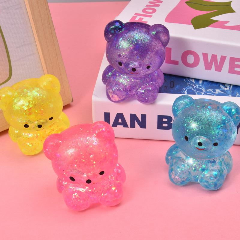 Fidget Bär Spielzeug Squishys Glitzer Gummibär Kleines Süßes Tier Anti Stress Fidget Splat Entspannung Vent Knetspielzeug Neu