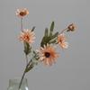 Retro Daisy Artificial Flowers Centerpiece - Nordic 5 Heads, Oil Painting Style, Home & Dining Table Decor, Silk.