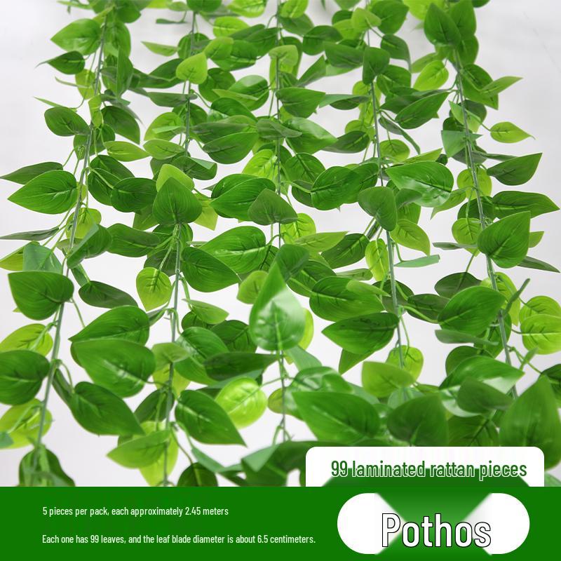 Rattan Pothos Artificial Leaf Vine for Indoor AC and Water Pipe Decoration