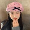 Niedliche Baskenmütze mit Schleife für Damen im Frühling und Herbst Kleine Wolkenmalermütze mit großem Kopfumfang