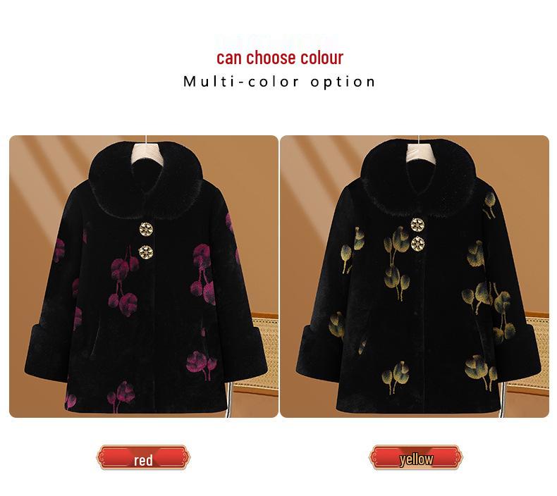 Velvet Grandma-Style Winter Coat for Women, Extra Warm & Thick, Ages 40-60