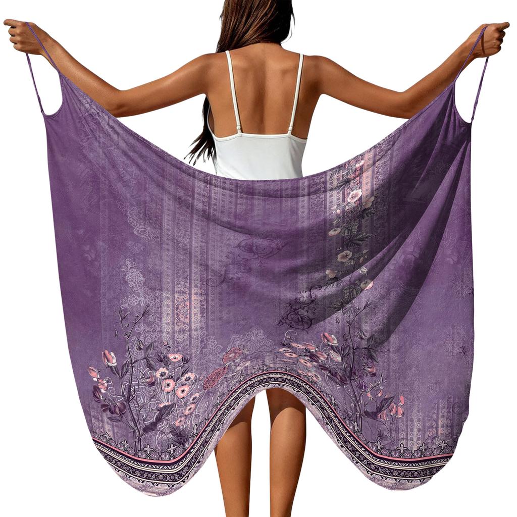 Large Floral Print Lightweight Beach Sarong Wrap Soft Breathable Bohemian Style Cover Up for Women Vacation