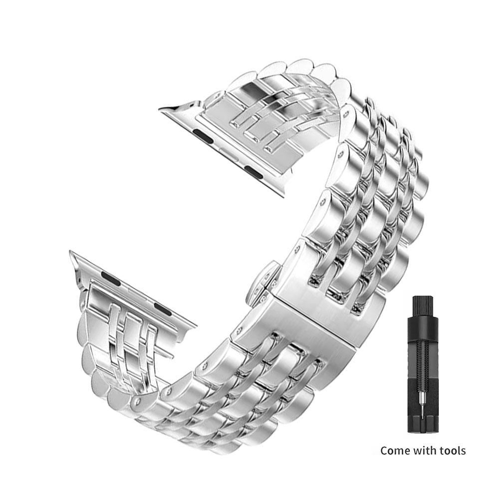 

Браслет из нержавеющей стали для Apple Watch Ultra 2 49 мм 46 мм 41 мм 45 мм 38 мм 44 мм Металлический ремешок для IWatch Series 10 9 8 7 SE 6 5 4 3 42 44 45 46 49mm серебряный