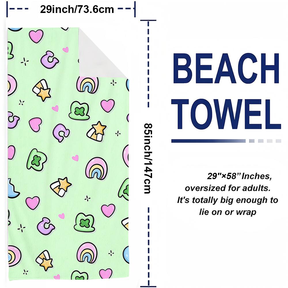 Lucky Charm Microfiber Beach Towel Quick Dry Sand Free Oversized Soft Absorbent Bath Towel for Swimming Pool Travel Gym
