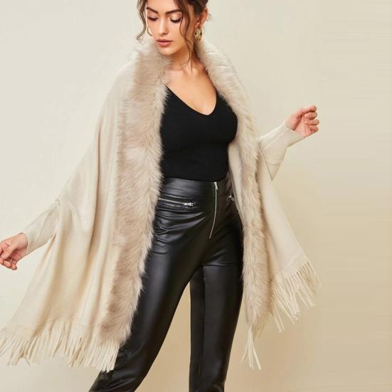 Batwing Long Sleeve Open Stitch Mid-Length Fit Shawl Loose Cardigan Fall Winter Artificial