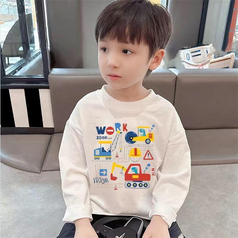 Pure Cotton Cartoon Long Sleeve T-Shirt for Kids - Unisex Spring/Autumn Round Neck Top