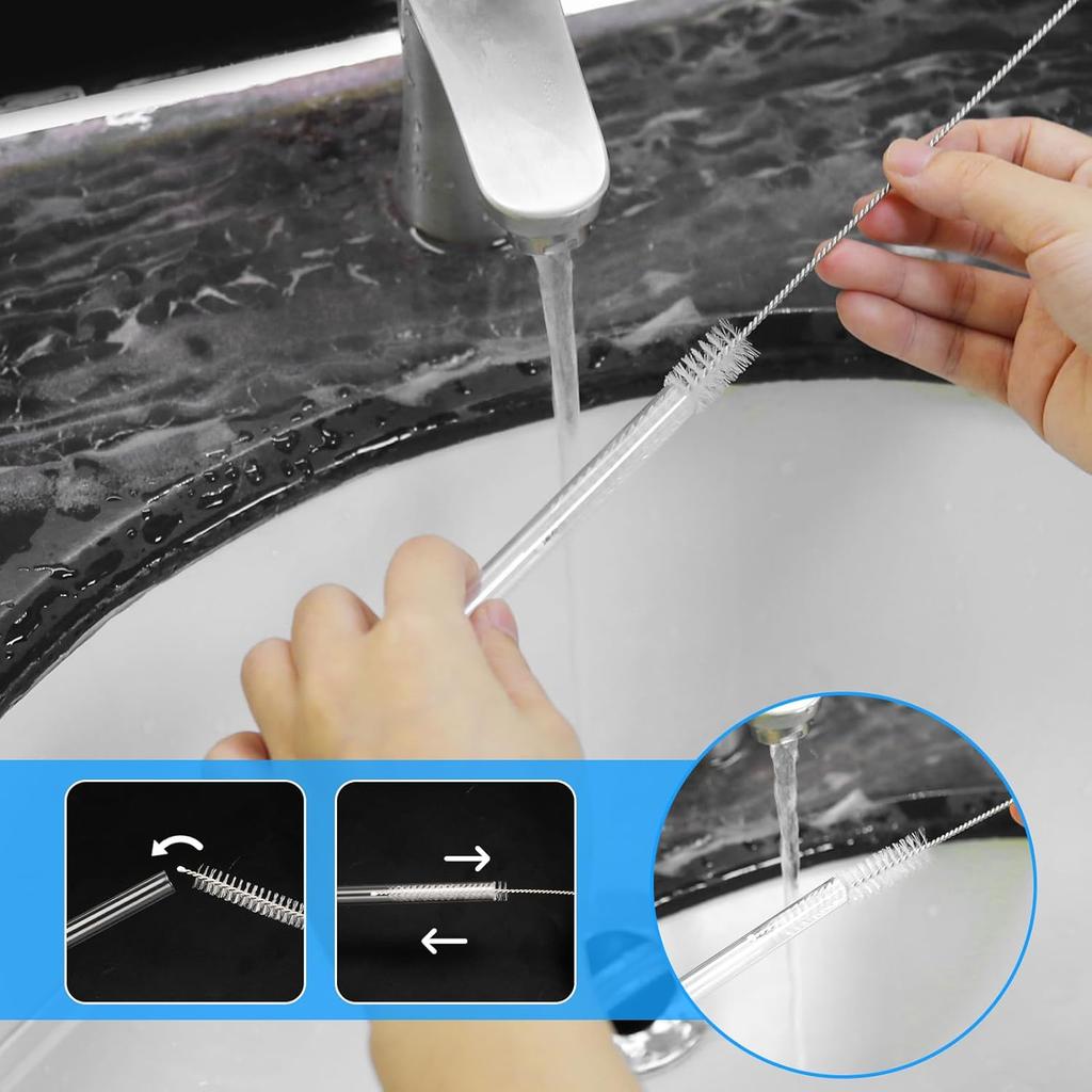 6pcs Replacement Straw for Yeti 42oz, Reble Plastic Drinking Straws with Long Straw Brush and Cleaner Compatible with Yeti Cups and Other 10.6in