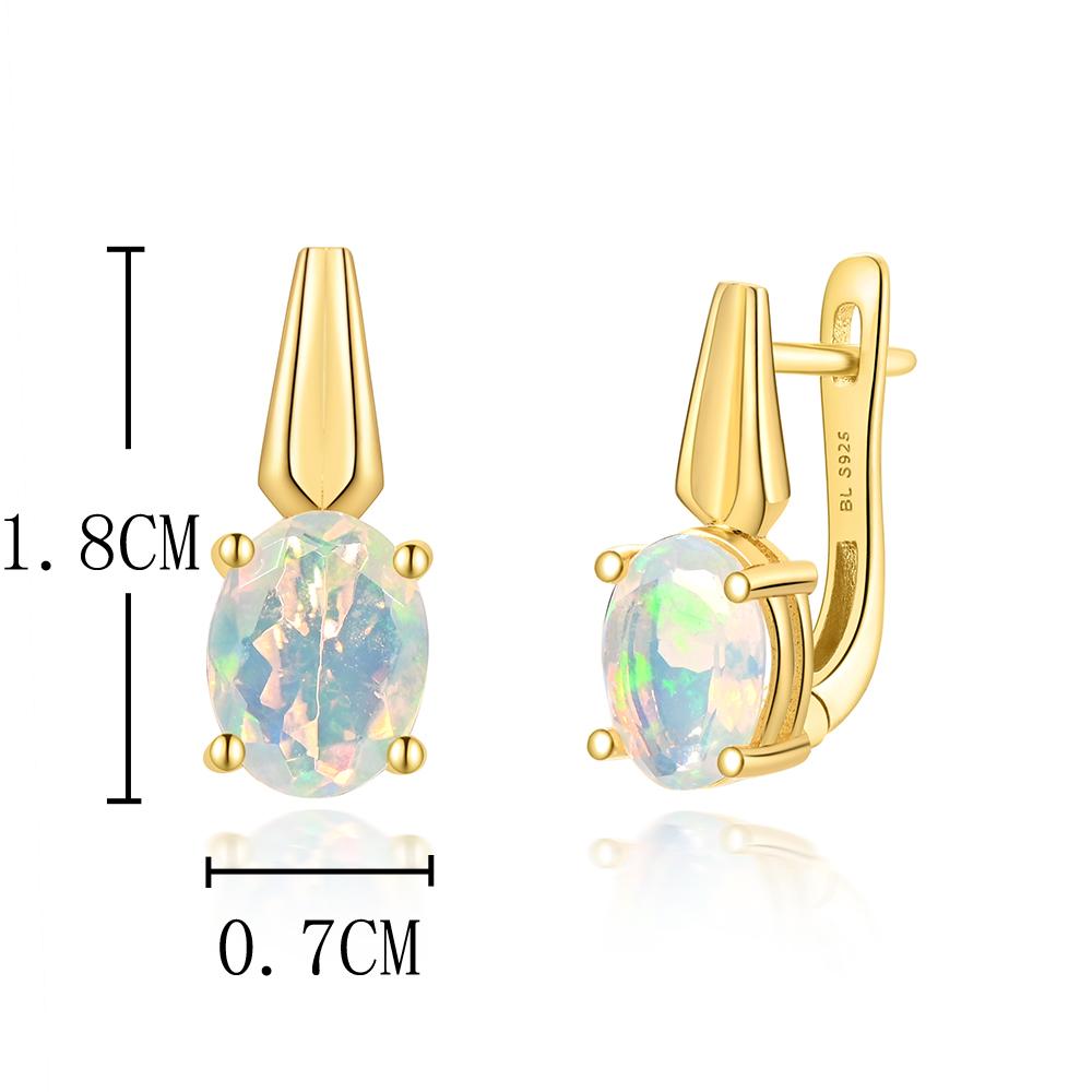 Shinning 100% Natural Opal Jewelry Set  Earrings Ring Real Gemstone Oval 7*9mm  925 Sterling Silver Exquisite Jewelry Gift for Women