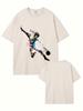 T-shirt in Cotone Lavato Vintage da Uomo Estiva Casual Manica Corta Stile Retrò Grafica Artistica con Stampa Calcio Girocollo Top