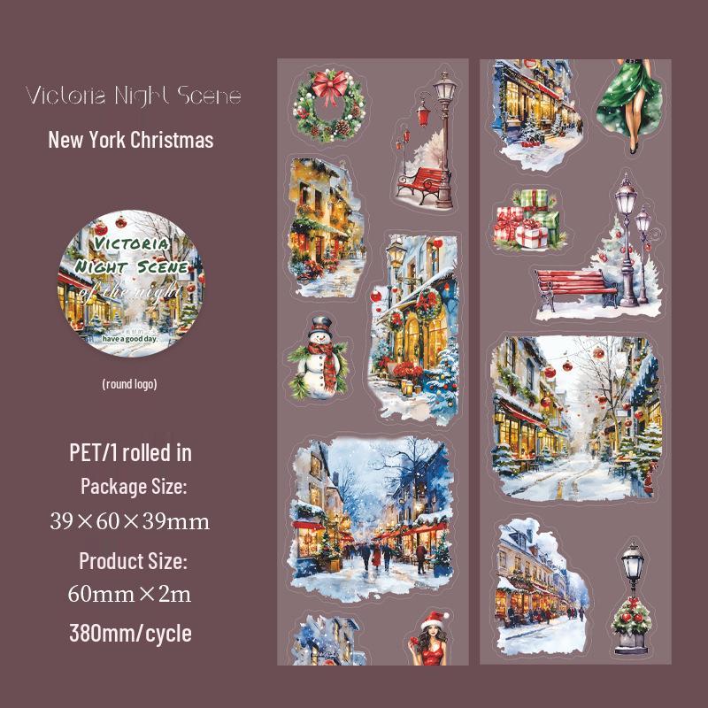 Beautiful Victoria Night View PET Tape - 6 Scenic Styles for Journaling & Collage