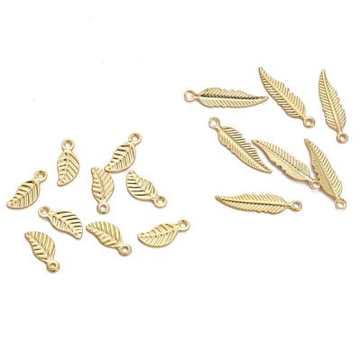 10Pcs Copper Long Leaf Pendant For DIY Jewelry Making Craft Accessories