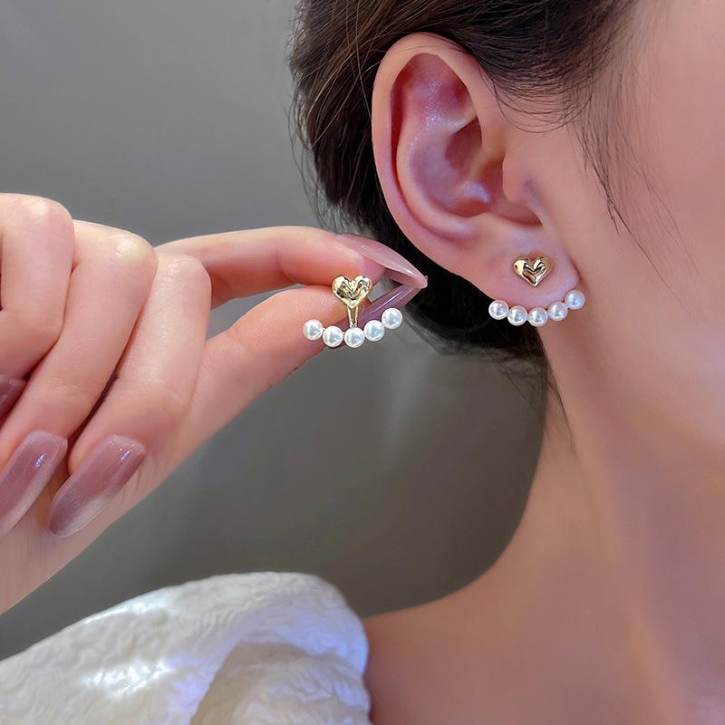 Fashion Earrings With Heart-shaped Pearl Earrings One Size