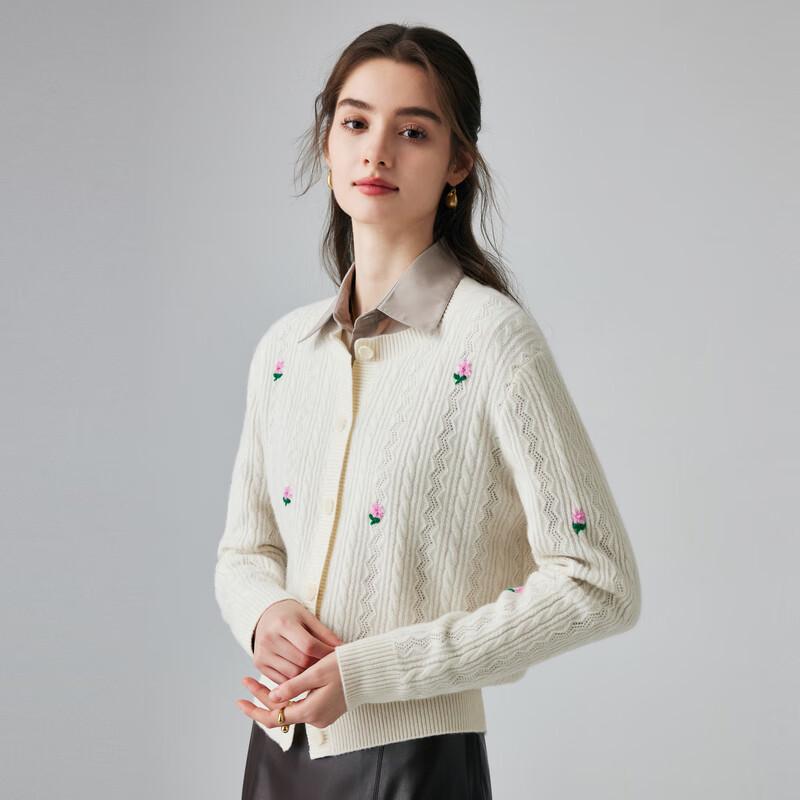 PALUOPO 2025 Autumn/Winter Embroidered Cashmere Knitted Cardigan