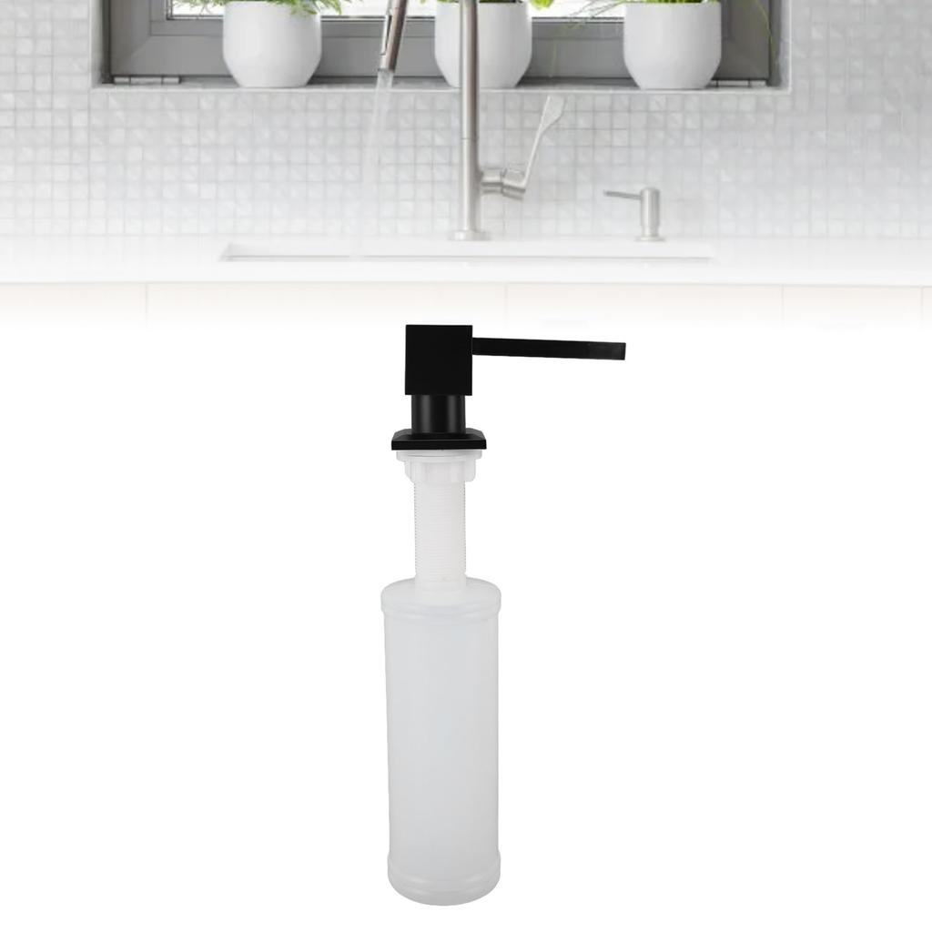 Sink Soap Dispenser Metal Square Pump Countertop Soap Dispenser with 350ml Refillable Bottle for Kitchen