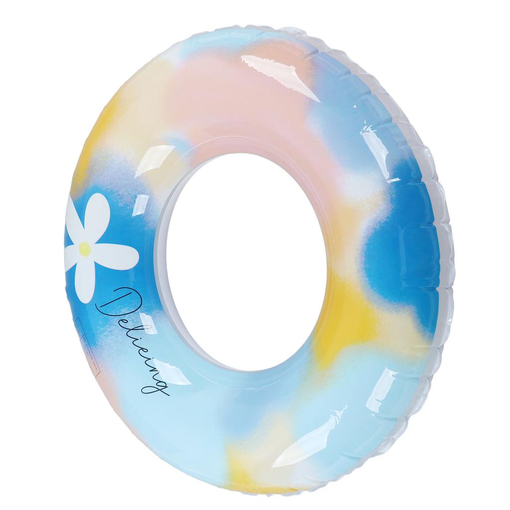 Inflatable Swimming Ring PVC Streamlined Colorful Flower Patterned Underarm Swim Ring for Exercising