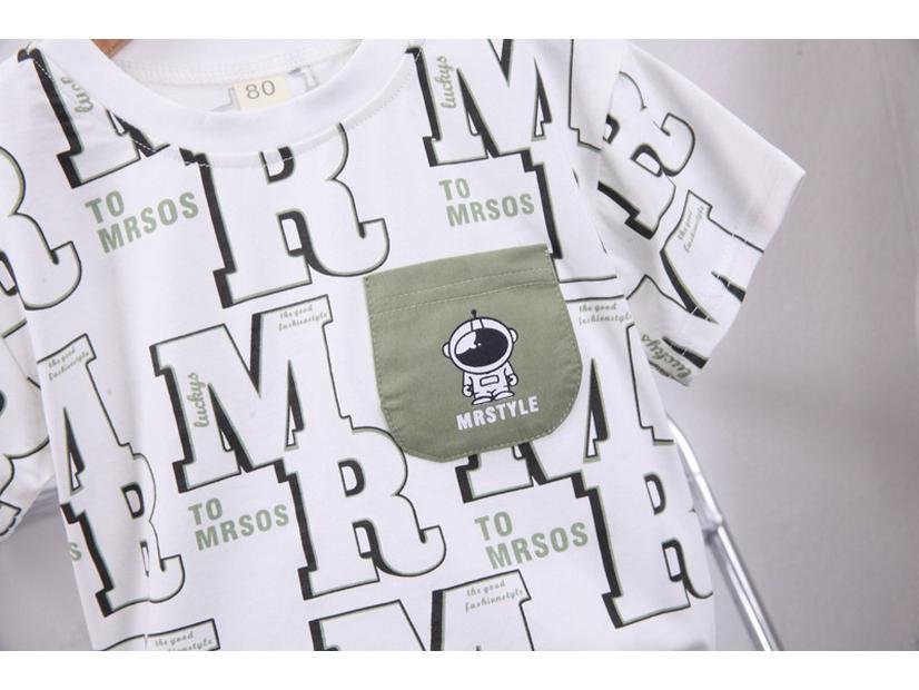 Korean Style Boys' Summer Two-Piece Suit - Short-Sleeved, Full Print for Small To Medium-Sized Kids