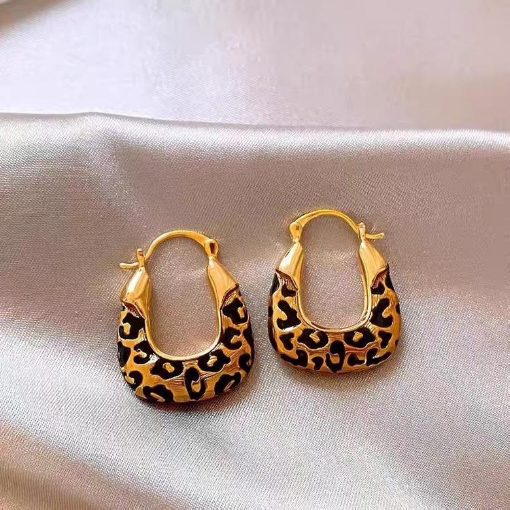 Maillard Leopard Print U-shaped Ear Buckle Niche Design Simple Autumn and Winter Unique High-end Versatile Ear Buckle